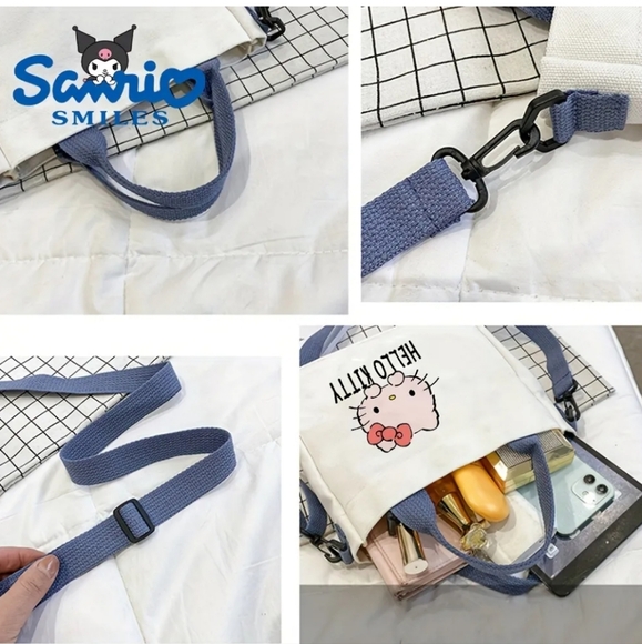 Hello Kitty Pink Tote Bag Womens‎ Shoulder Messanger Bag Sanrio Canvas Purse - Picture 4 of 6